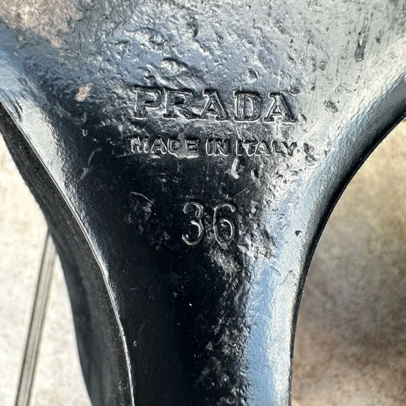 PRADA Women's Black Suede Wedge Peep / Open Toe Mule - Picture 15 of 15